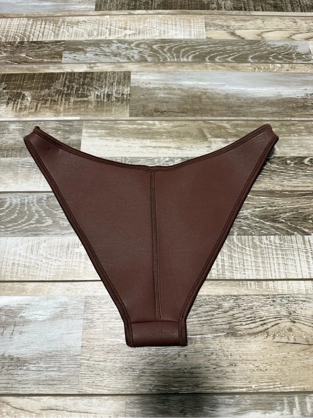 SKIMS Rubberized Scuba Brown Bikini Bottoms Size L